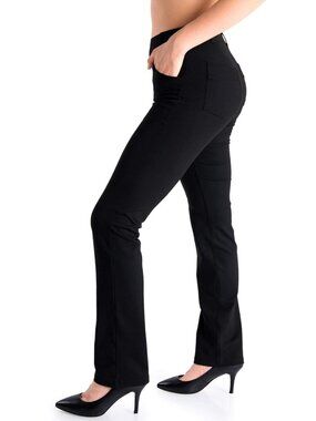 Women's Straight Leg Yoga Dress Pants for Work, 27"–37" Inseams